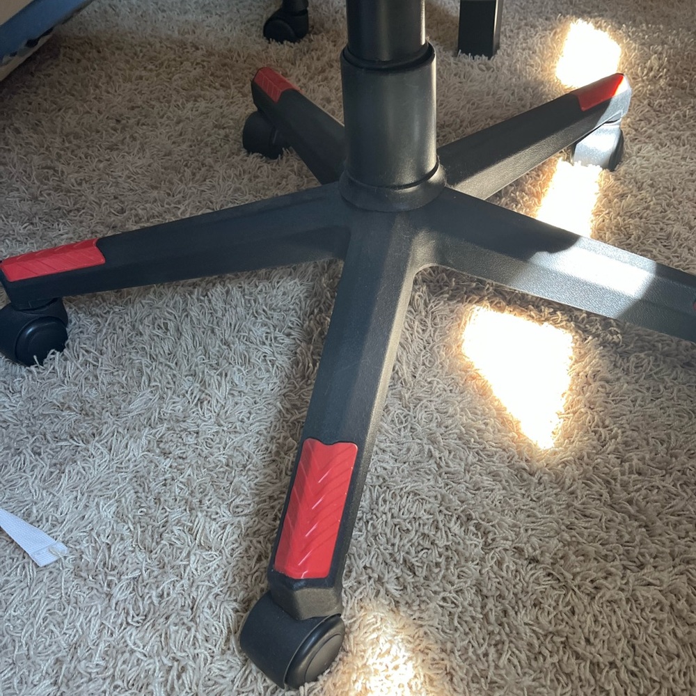 Black Office Chair Base with Red Accents